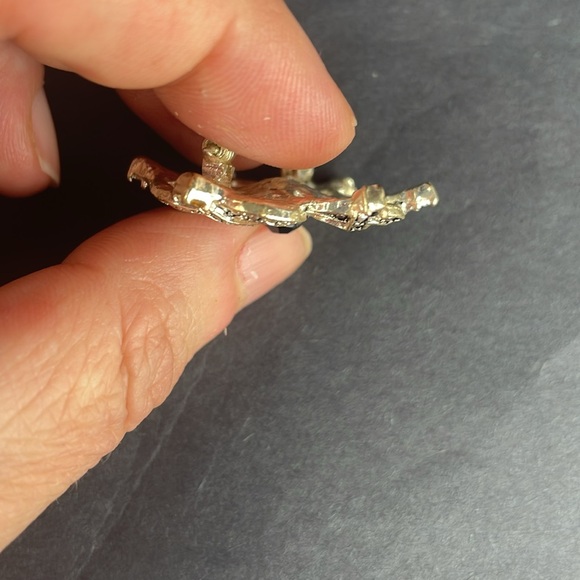 Vintage Braided Brooch Black Crystal Silver Tone - Picture 5 of 6